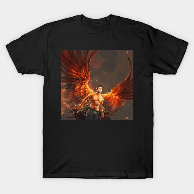 Castiel with Fire Wings T-Shirt by GioGui